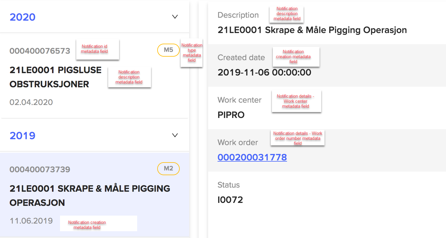 Notifications details for SAP