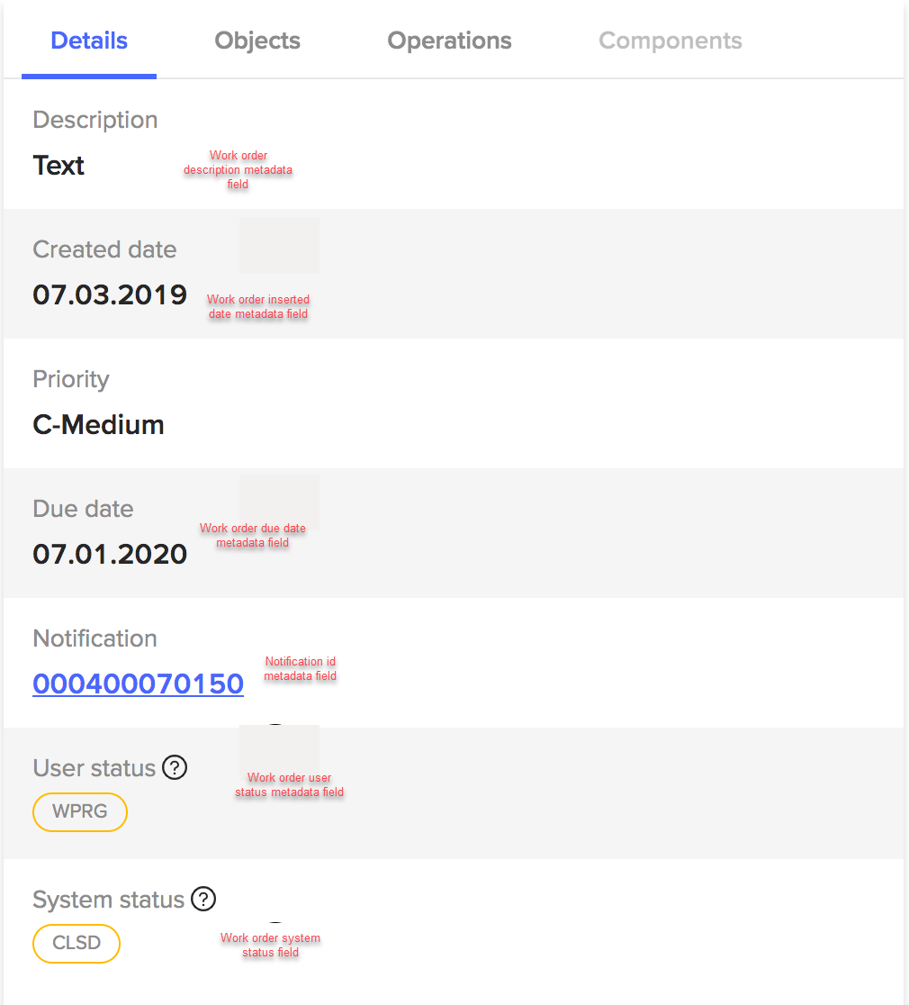 View work order details from SAP