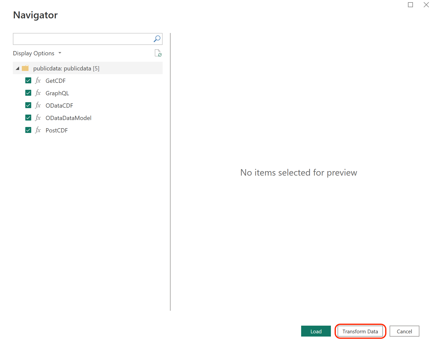 Selecting functions using the REST API connector in Power BI