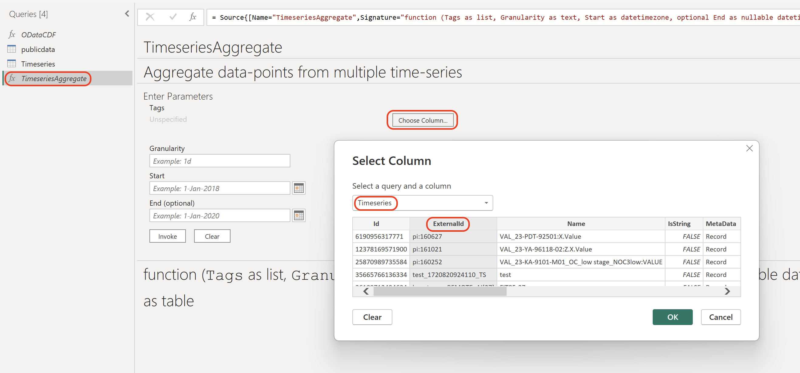 Locate the CDF OData connector in Power BI