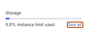 Select 'See all' to view current limits and usage statistics