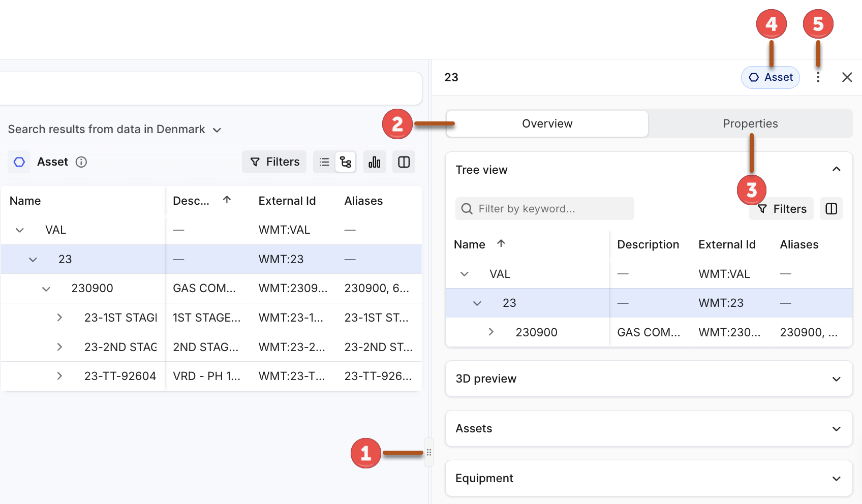 Preview panel showing the Overview and Properties tabs, the category list, and related data sections