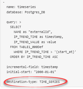 Destination type in DB extractor