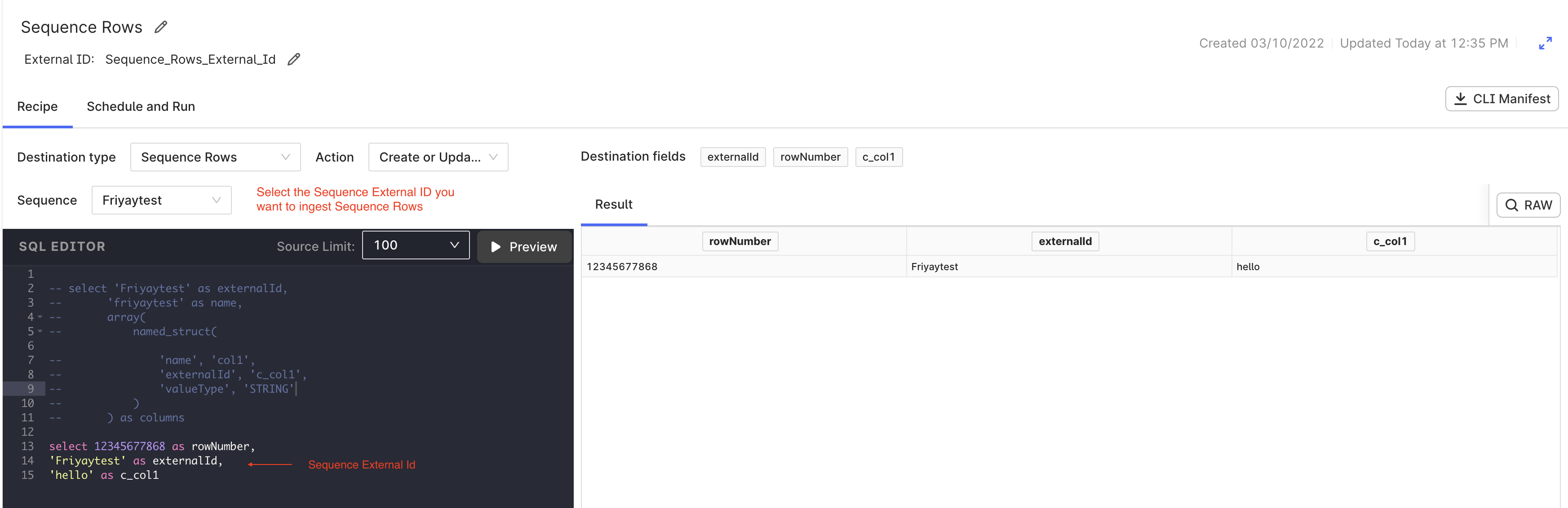 Sequence rows