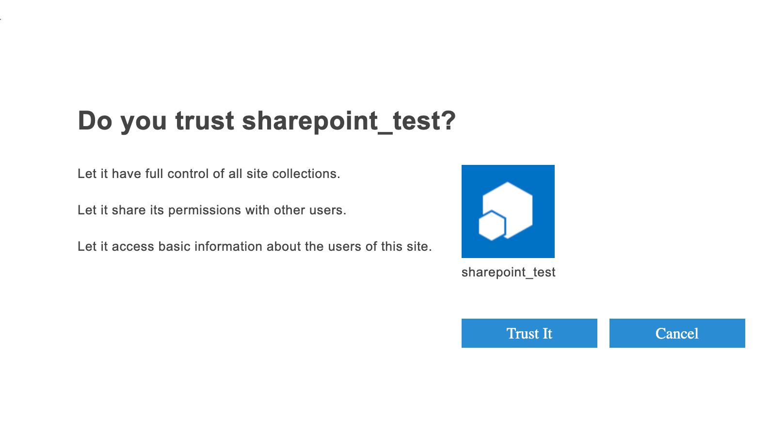 Trust Sharepoint app