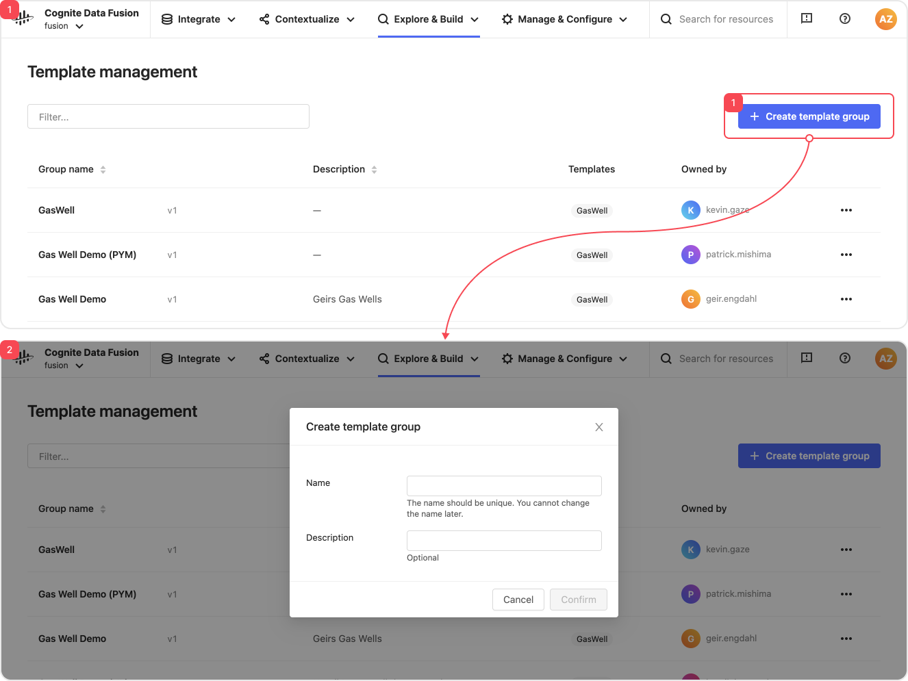 Create template group 