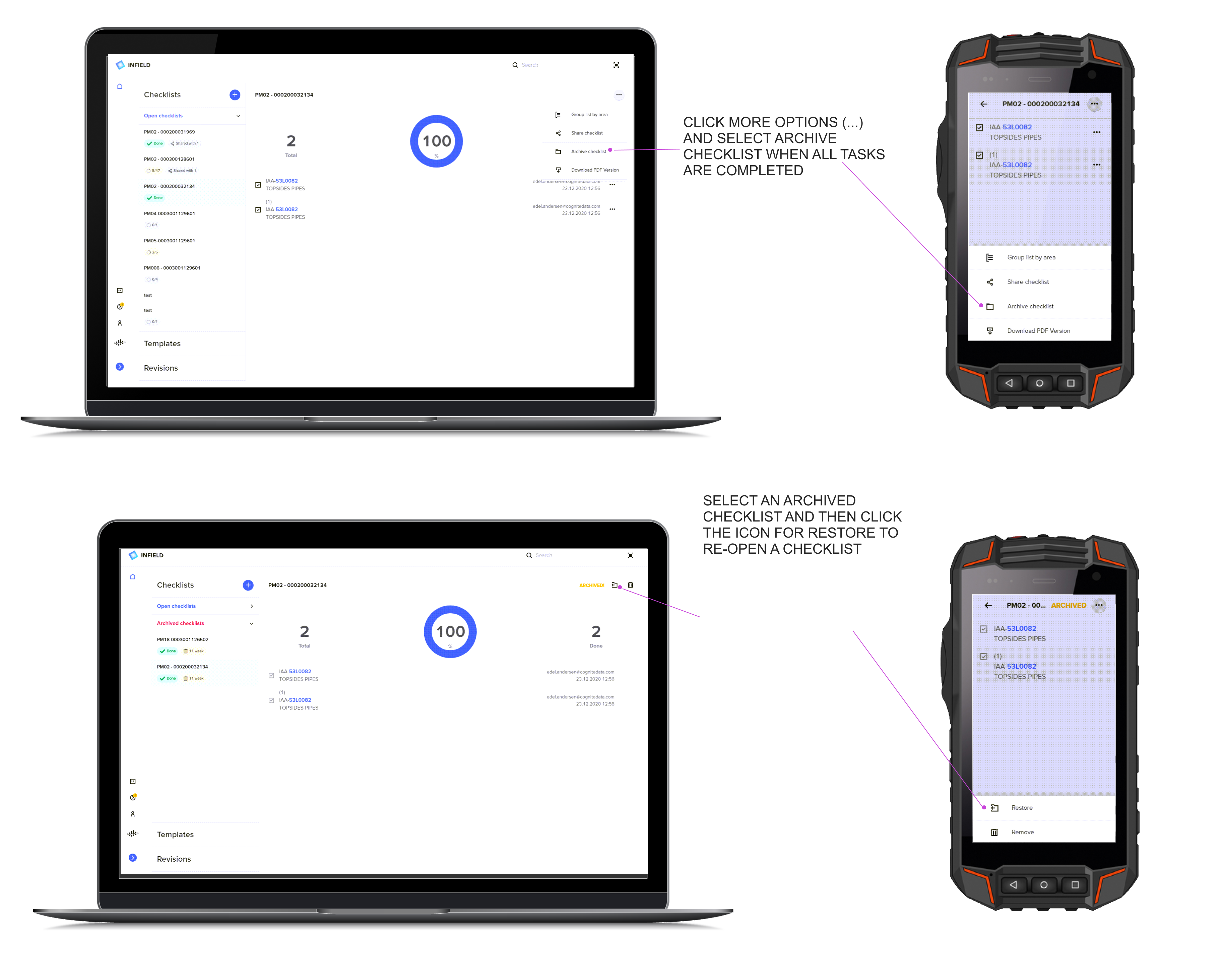 Archived checklists