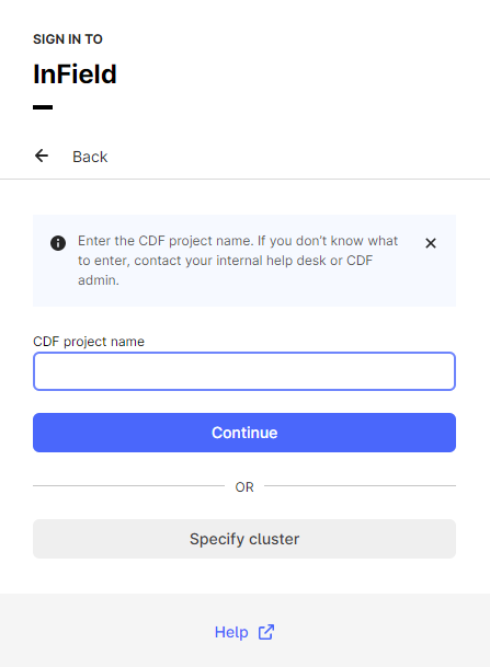 Sign in with project name 