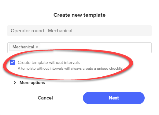 Templates without interval