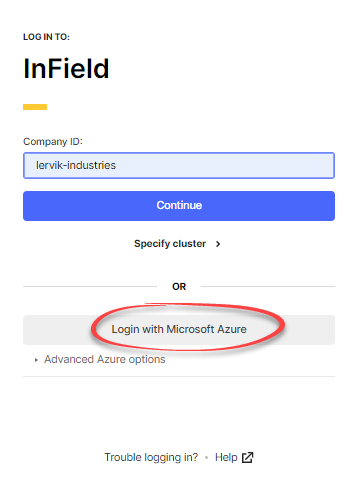 Sign in using company credentials 